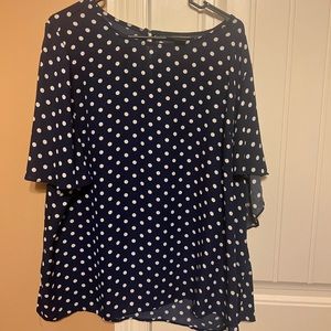 Ashley Stewart Blue/white polka dot blouse